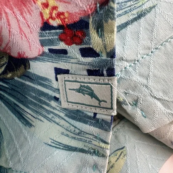 Tommy Bahama Mens 2XLB Silk Camp Shirt Tropical Floral Blue TB93 Big & Tall - Picture 7 of 13